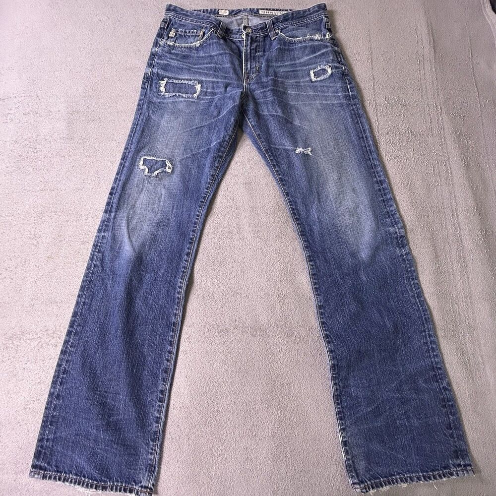 AG Adriano Goldschmied Jeans Mens 33 Protégé Straight Leg Distressed Patched USA